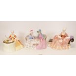 Royal Doulton Seconds Figures Afternoon Tea Hn1747 & Riverie & First Figure Meditation Hn2330(3)