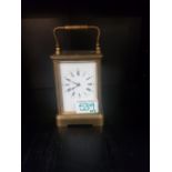 French made brass and Bevelled glass carriage clock