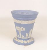 Wedgwood Blue Jasperware Flower Vase, height 17cm