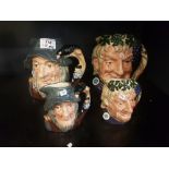 Royal Doulton Large & Small seconds characters jugs of Rip Van Winkle D6438 & D6453 together with