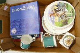 A mixed collection of items to include Wedgwood Commemorative plates, Similar Grosvenor branded