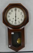 Antique Wooden Cased Drop Dial Wall Clock, length 82cm
