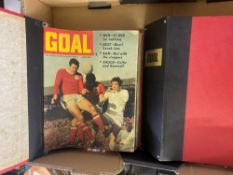 Two ring-binders containing 1970's copies of 'Goal' magazines.