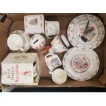 A mixed collection of Royal Doulton Nursery ware items to include money boxes, musical box, wall