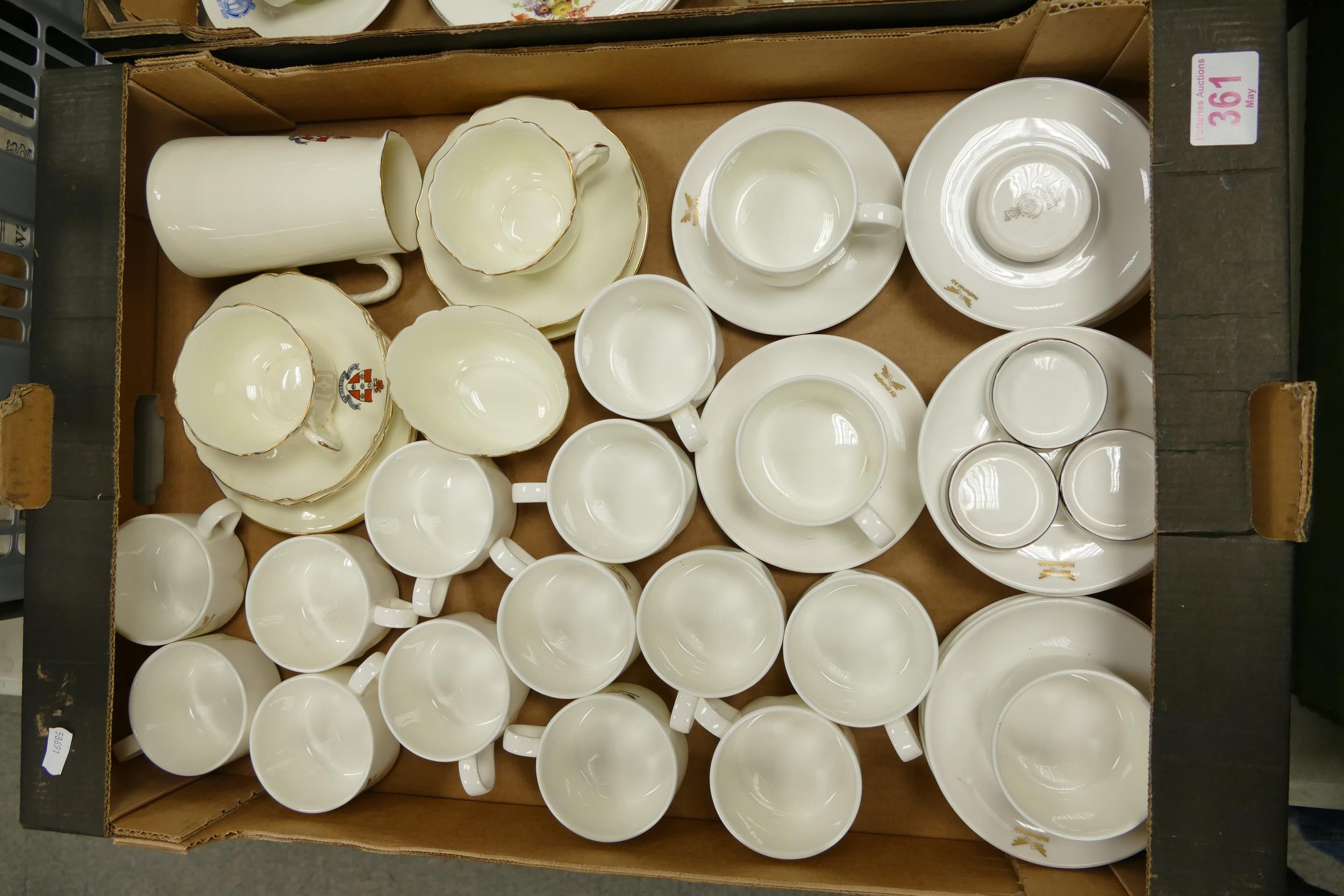 A collection of Royal Doulton coffee ware to include crested ware, National air cups and saucers,