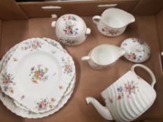 Minton marlow pattern tea and dinner ware items to include Tea pot, lidded sugar pot, 2 x milk jugs,