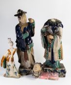 Large Chinese Ming Period Stoneware figure group and smaller figure (a/f - multiple damages)