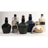 Wade Whisky & Rum themed ceramic decanters including Kraken, Highland Park, damaged limited