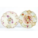 Carlton Blush ware reticulated plates with carnation and peony floral decoration, by Wiltshaw &