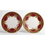 De Lamerie Fine Bone China deep red Carnival pattern dessert plates, specially made high end quality