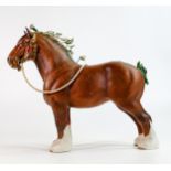 Beswick matt glazed large heavy horse Burnham Beauty 2309. With additional reigns and ribbons by