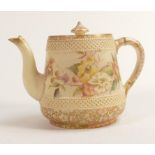 Carlton Blush ware tea pot with floral catalpa decoration, by Wiltshaw & Robinson, c1900, height