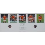 Signed George Best Soccer Legend framed print, 39cm x 81cm