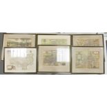 Six large framed maps 17th/18th century in similar (but not exactly) sized matching frames. The