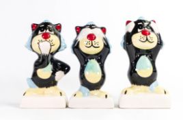 Lorna Bailey set of 3 wise monkey cats - See Hear & Speak no evil (3)