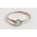 18ct white gold & platinum solitaire diamond ring, size N, 1.4g.