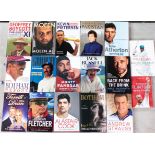 A large collection of signed hardback Cricket related books including Brian Lara, Andrew Straus,