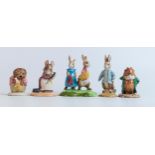 Five Beswick Beatrix Potter figures to include The Head Gardener, Hunca Munca, Mrs Tiggywinkle