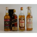Vintage Whisky to include Dewars, Glenside, Grants & Johnnie Walker Black Label (4)