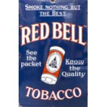 Vintage Red Bell Tobacco enamel advertising sign, 76cm x 51cm