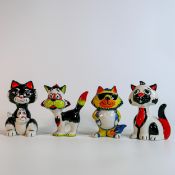 Lorna Bailey hand decorated comical cat figures - Humphry, Gotcha Cat, Cool Cat & Larry (4)