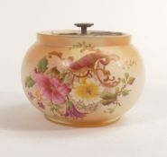 Carlton Blush ware Tobacco jar with floral petunia decoration, by Wiltshaw & Robinson, c1900,