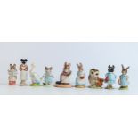 Nine Beswick Beatrix Potter figures to include Pickles, Pigwig, Hunca Munca, Tom Kitten, Mr Drake