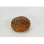 Antique hand decorated South American Gourd, diameter 15cm