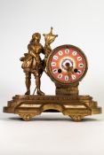 Philipe H. Mourey (1840-1920) French bronze mantle clock depicting Joan of Arc with Sevres style