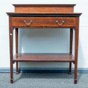 Edwardian Mahogany inlaid single drawer side table, width 91cm, depth 53cm & height 105cm