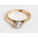 18ct gold solitaire diamond ring, approx .50ct size P, 3.7g.