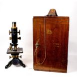Cased Watson Doctors type microscope, height 33cm
