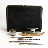 Six piece cased manicure set with hallmarks for Birmingham 1919, makers William Neale & Son.