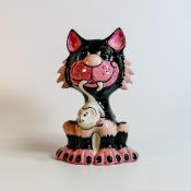 Lorna Bailey hand decorated fireside cat - colour prototype