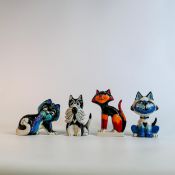 Lorna Bailey hand decorated comical cat figures - Jo Jo, black cat with big whiskers, Claws &