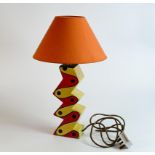 Lorna Bailey large prototype lamp base & shade, dated 1999, complete height 42.5cm