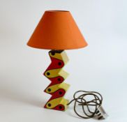 Lorna Bailey large prototype lamp base & shade, dated 1999, complete height 42.5cm