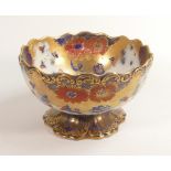 Carlton Blush ware large footed fruit bowl with floral margurite decoration, by Wiltshaw & Robinson,