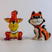 Lorna Bailey hand decorated prototype cat figures Tango & Tufty (2)