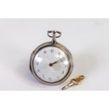 18th century Silver pair cased verge fusee pocket watch, maker George Tupman London 1792, d.6cm.