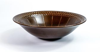 Wedgwood Sierra brown mid century studio bowl. Diameter 29cm