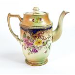 Carlton Blush ware coffee pot & lid with petunia floral decoration, by Wiltshaw & Robinson, c1900,