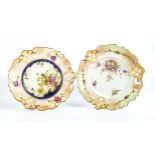 Carlton Blush ware reticulated plates with rose cornucopia and rose garland floral decoration, by