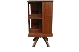 Edwardian Mahogany inlaid revolving bookcase. Height 75cm, depth / width 37.5cm