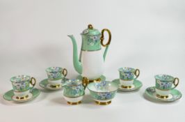 Shelley Vincent shape part coffee set consisting of - coffee pot, 4 cups, 5 saucers, cream jug and