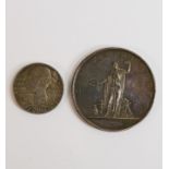 Russian 19th century silver medal awarded for sports, 43mm wide & weighing 25.6g, together with