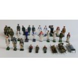 A collection of W Britain & similar metal soldiers, some WWI era items noted
