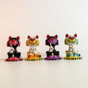 Four Lorna Bailey hand decorated miniature limited edition colourway cat figures - Rat Catcher,