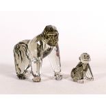 Swarovski crystal Endangered Wildlife model of Gorilla & child, height of tallest 9.5cm