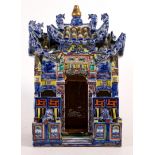 Chinese porcelain enamel Shrine Temple, Qing Dynasty, h.31 x d.16 x w.22cm, original paper label